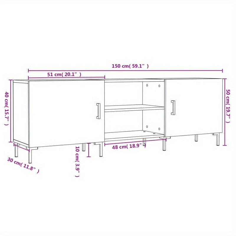 Oak Wood TV Meubel – Tv Stand – Tv Kast – Tv Console – Entertainment Center – Modern Design – Geschikt Voor 55" Televisies – Met Opbergruimte – Afmetingen 150x30x50cm