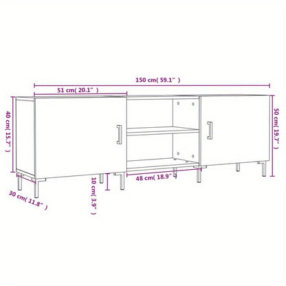 Oak Wood TV Meubel – Tv Stand – Tv Kast – Tv Console – Entertainment Center – Modern Design – Geschikt Voor 55" Televisies – Met Opbergruimte – Afmetingen 150x30x50cm