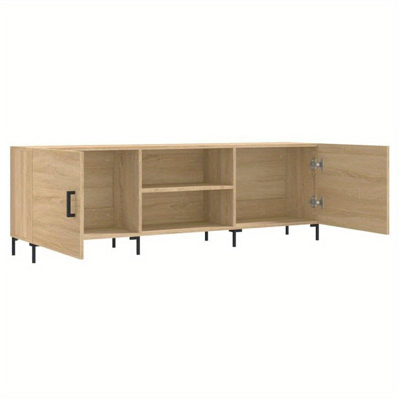 Oak Wood TV Meubel – Tv Stand – Tv Kast – Tv Console – Entertainment Center – Modern Design – Geschikt Voor 55" Televisies – Met Opbergruimte – Afmetingen 150x30x50cm