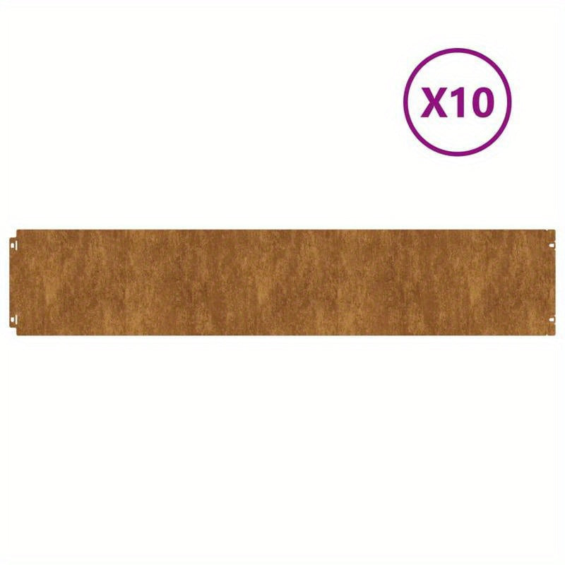 Grasrand – Tuinafscheiding – Borderstrip – Randafwerking – Braun – 10 stuks 20x103 cm – Flexibel Cortenstaal duurzaam