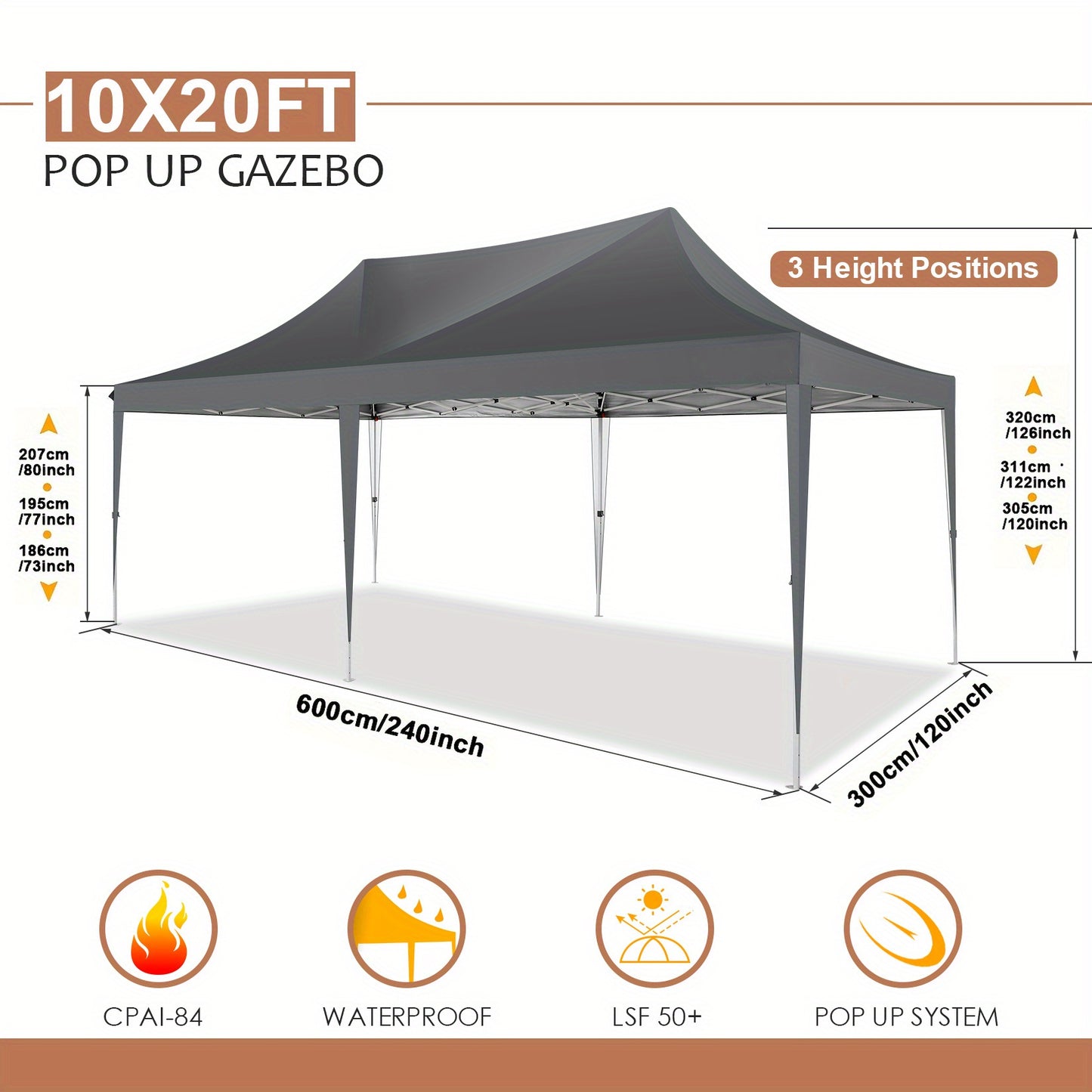 Partytent – Tent – Overkapping – Paviljoen – 3x6 Meter – Met Zijwanden – Verstelbare Hoogte