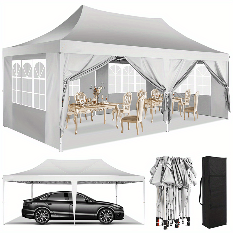 Partytent – Schaduw Tent – Evenementen Tent – Tuinfeest Tent – Marktstand Tent – 3x6 Meter – Met Zijwanden – Stevig Metalen Frame - QUORE
