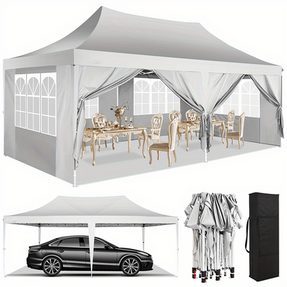 Partytent – Schaduw Tent – Evenementen Tent – Tuinfeest Tent – Marktstand Tent – 3x6 Meter – Met Zijwanden – Stevig Metalen Frame - QUORE