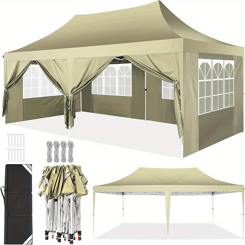 Pop-Up Partytent – Vouwtent – Tuinkamer – Evenemententent – Zonwering – 3x6 Meter – Stevig Metalen Frame – Zes Zijwanden