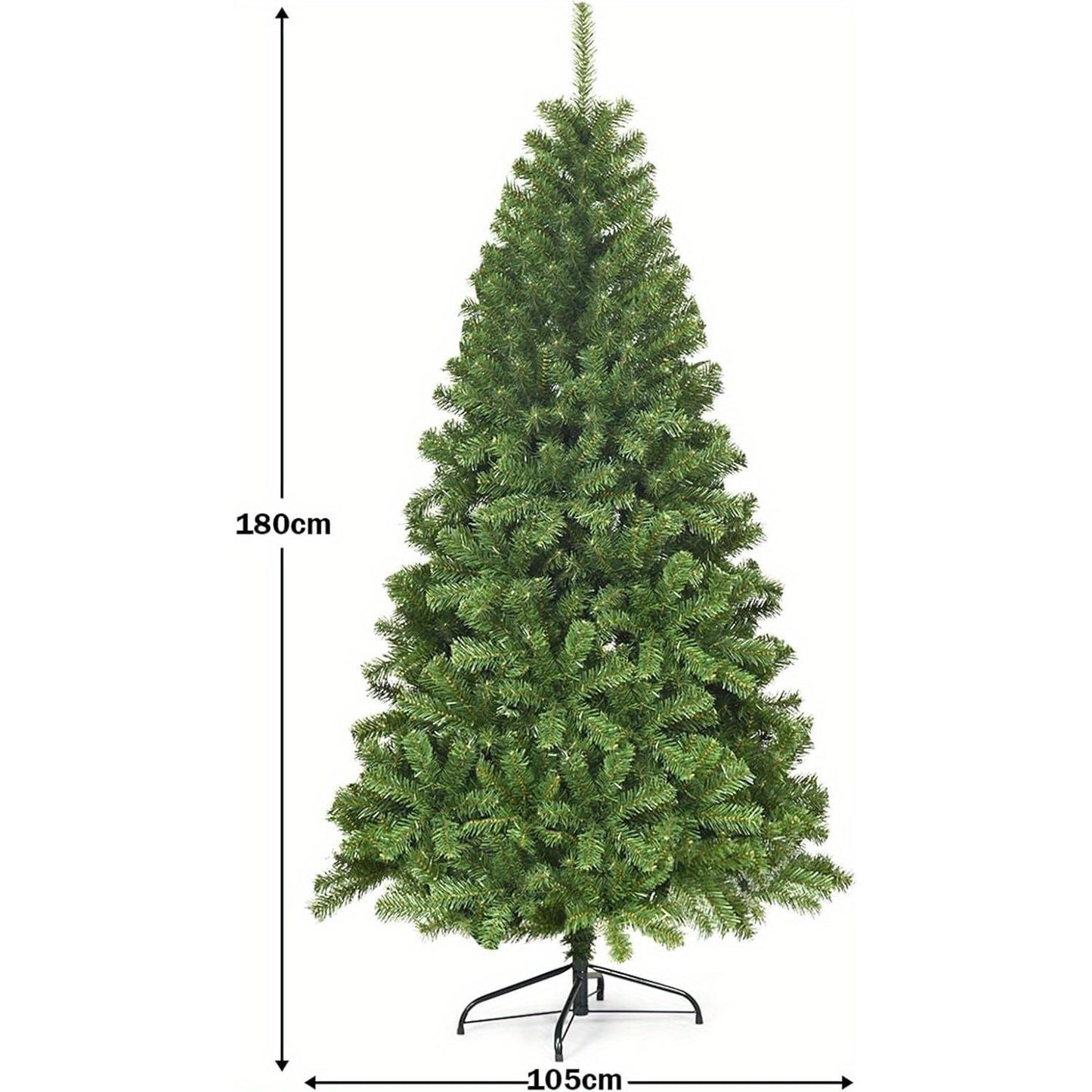 Kunstkerstboom – Nepkerstboom – Kunstkerstboom Met Standaard – Vouwbare Kerstboom – PVC Naalden Kerstboom – 180 cm Hoogte – 928/1346 Tips Met Metaalstandaard