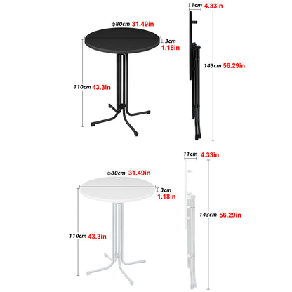Bistrotafel – Bartafel – Tuintafel – Eettafel – Ronde Tafel – Opvouwbaar – Weerbestendig – Metalen Frame – Ø80 cm – 110 cm Hoog