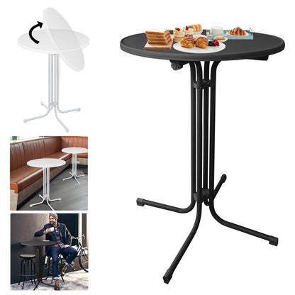 Bistrotafel – Bartafel – Tuintafel – Eettafel – Ronde Tafel – Opvouwbaar – Weerbestendig – Metalen Frame – Ø80 cm – 110 cm Hoog