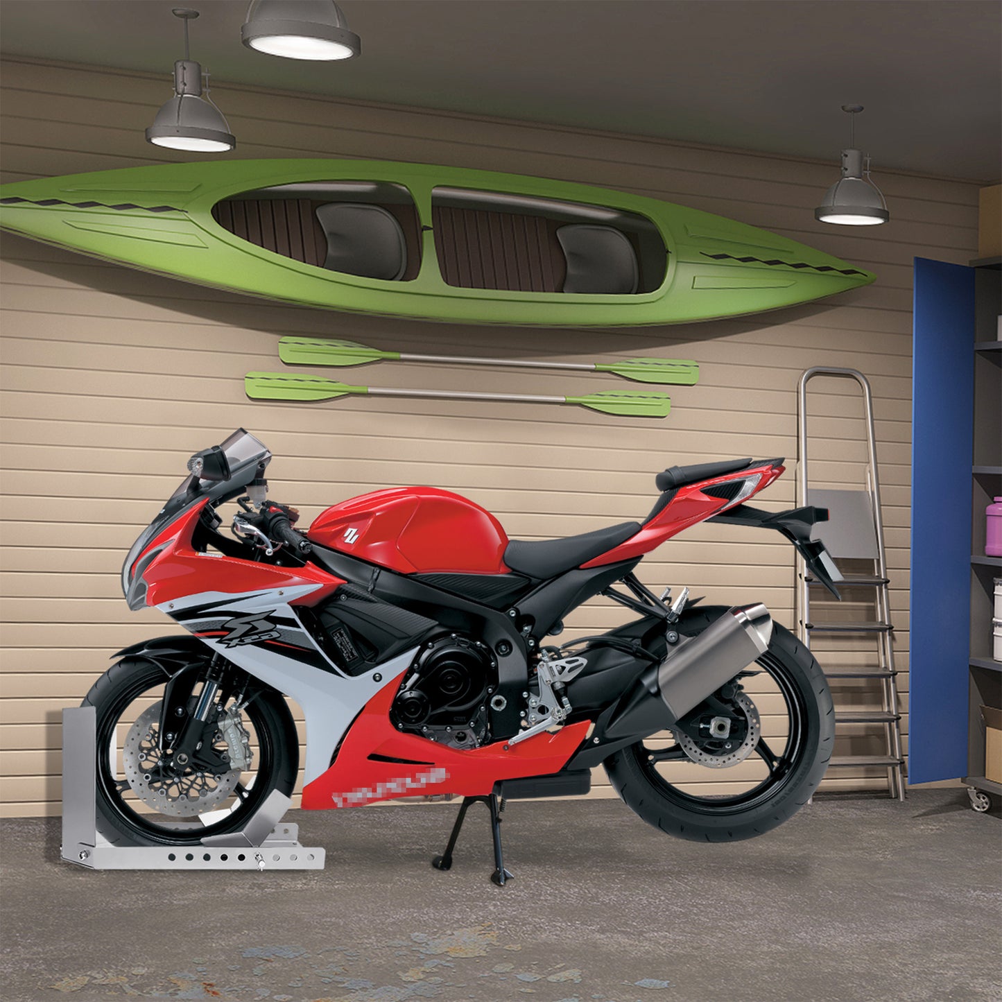 Motorstandaard – Paddockstand – Montagehouder – Voorwielklem – Onderhoudsstandaard – Verstelbaar tot 24 inch – Poedergecoat Staal – 3 Bevestigingsgaten