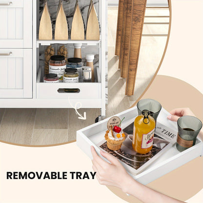 Keukentrolley – Keukenkar – Serveerwagen – Keukenwagen – Opbergtrolley – Rubberhout & Kunststof – 3 Laden & 2 Legplanken – Verrijdbaar 67x37x82,5 cm