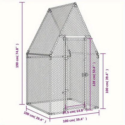 Kippenren – Kippenhok – Vogelenkooi – Dierenkooi – Kippenkooi – Verzinkt Staal – 100x100x190 cm – Stevig en Duurzaam