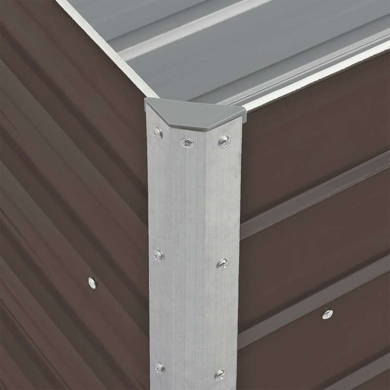 Tuinbak – Hoogtebak – Plantenbak – Bloembak – Verzinkte Stalen Bak – Bruin – Roestvrij – Met Houten Deksel – Modern Rechthoekig Design – 240x40x77 cm