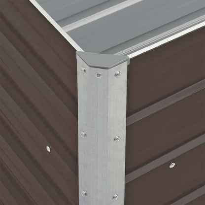 Tuinbak – Hoogtebak – Plantenbak – Bloembak – Verzinkte Stalen Bak – Bruin – Roestvrij – Met Houten Deksel – Modern Rechthoekig Design – 240x40x77 cm