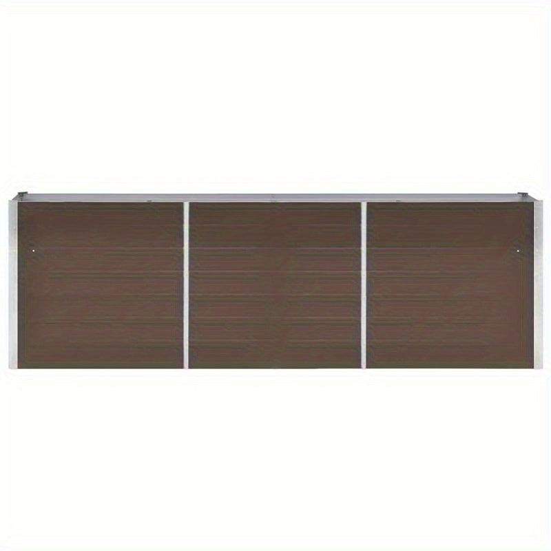 Tuinbak – Hoogtebak – Plantenbak – Bloembak – Verzinkte Stalen Bak – Bruin – Roestvrij – Met Houten Deksel – Modern Rechthoekig Design – 240x40x77 cm