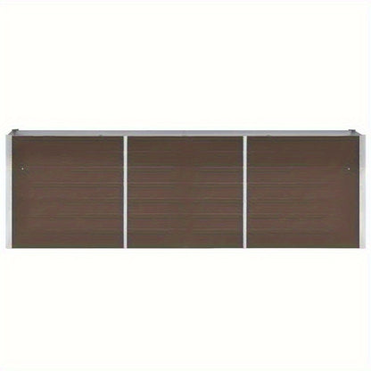 Tuinbak – Hoogtebak – Plantenbak – Bloembak – Verzinkte Stalen Bak – Bruin – Roestvrij – Met Houten Deksel – Modern Rechthoekig Design – 240x40x77 cm