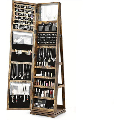 Sieradendoos – Sieradenkast – Sieradenrek – Sieradenopberger – Make-upkast – Met Spiegel – Met Slot – MDF – Compact 39x39x161 cm