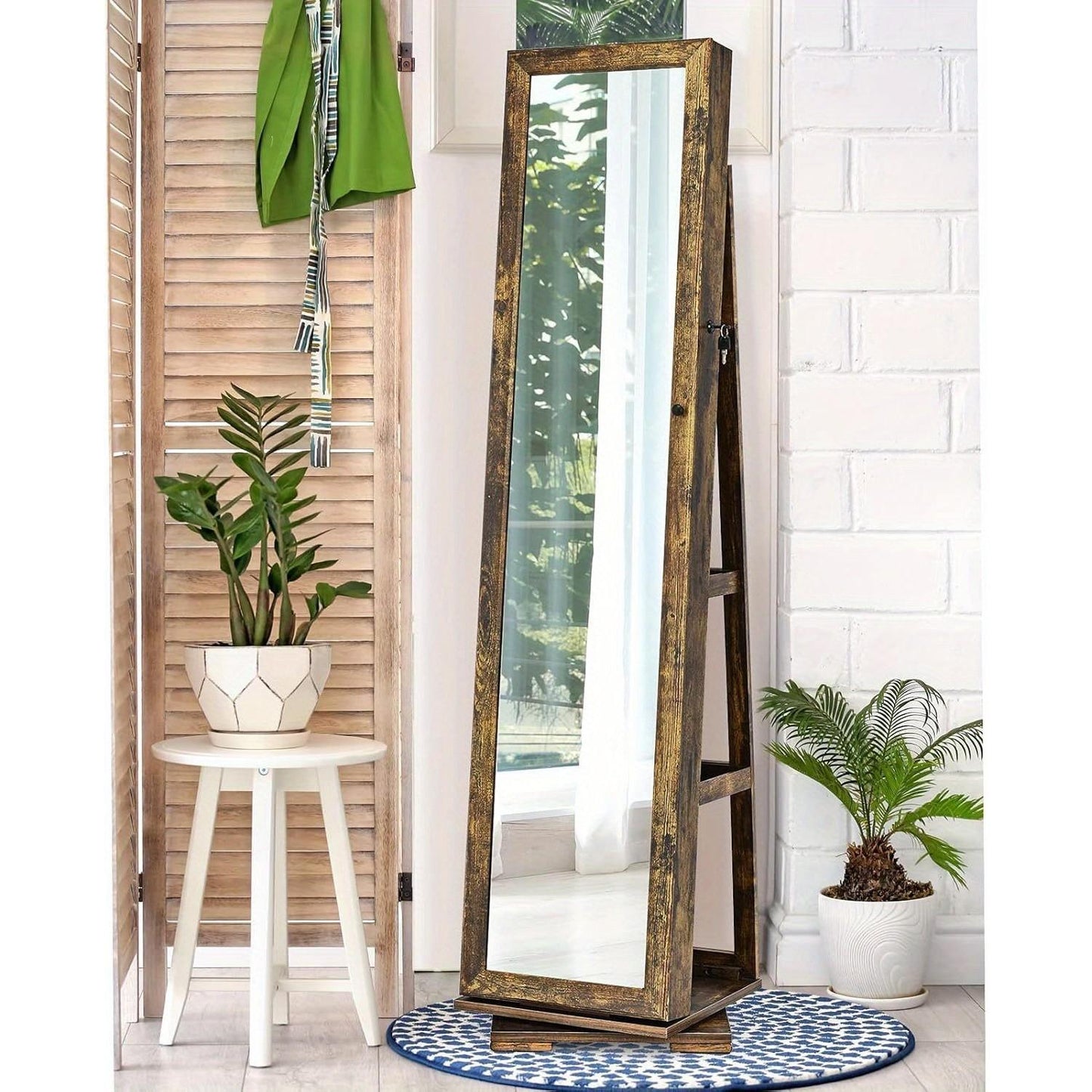 Sieradendoos – Sieradenkast – Sieradenrek – Sieradenopberger – Make-upkast – Met Spiegel – Met Slot – MDF – Compact 39x39x161 cm