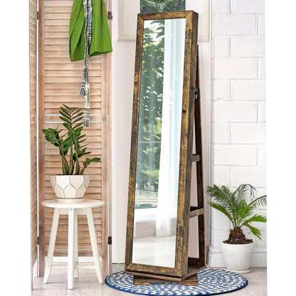 Sieradendoos – Sieradenkast – Sieradenrek – Sieradenopberger – Make-upkast – Met Spiegel – Met Slot – MDF – Compact 39x39x161 cm