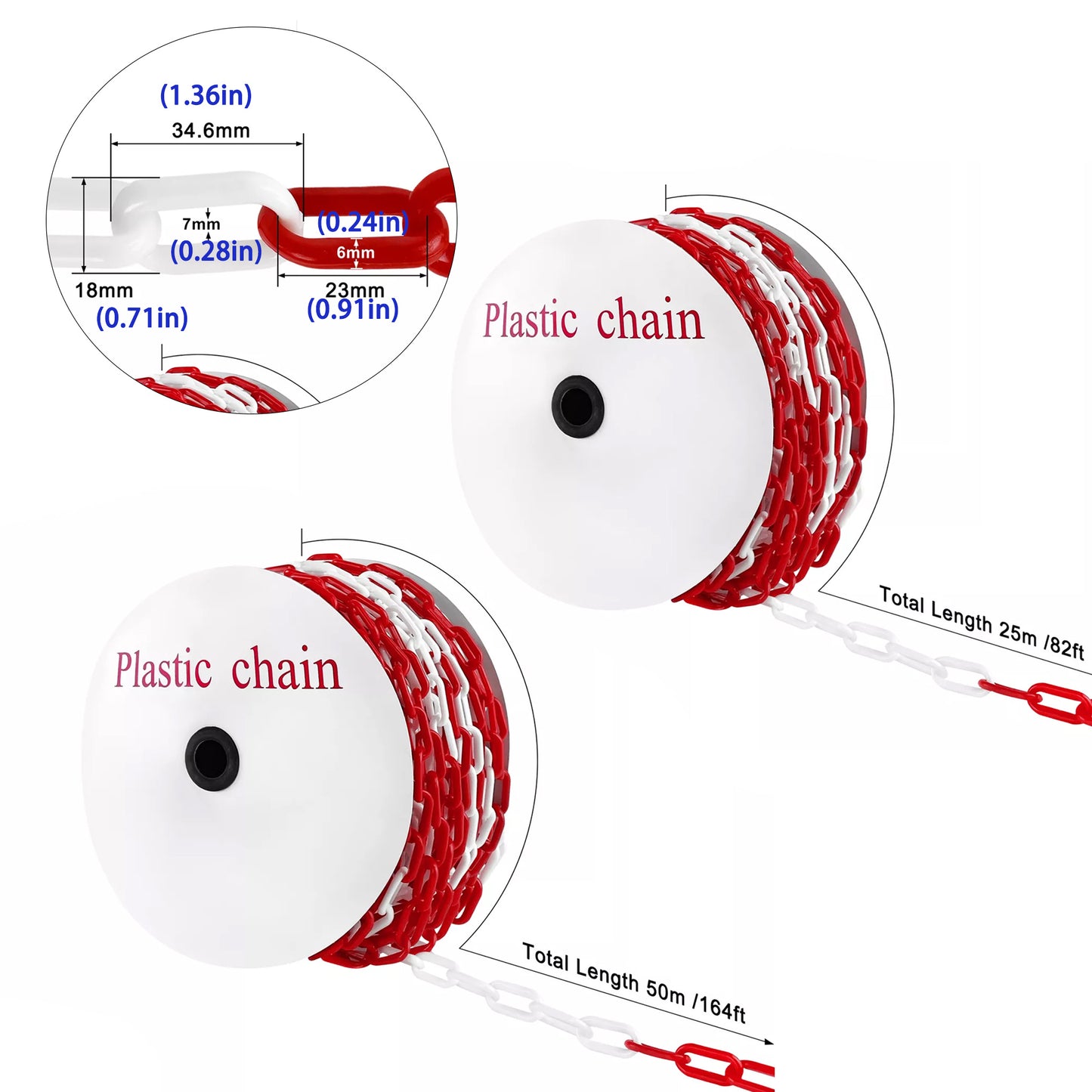Afzetketting – Kunststof Ketting – Veiligheidsketting – Markeerketting – Afzetlint – 50 Meter Lengte – UV- en Vorstbestendig