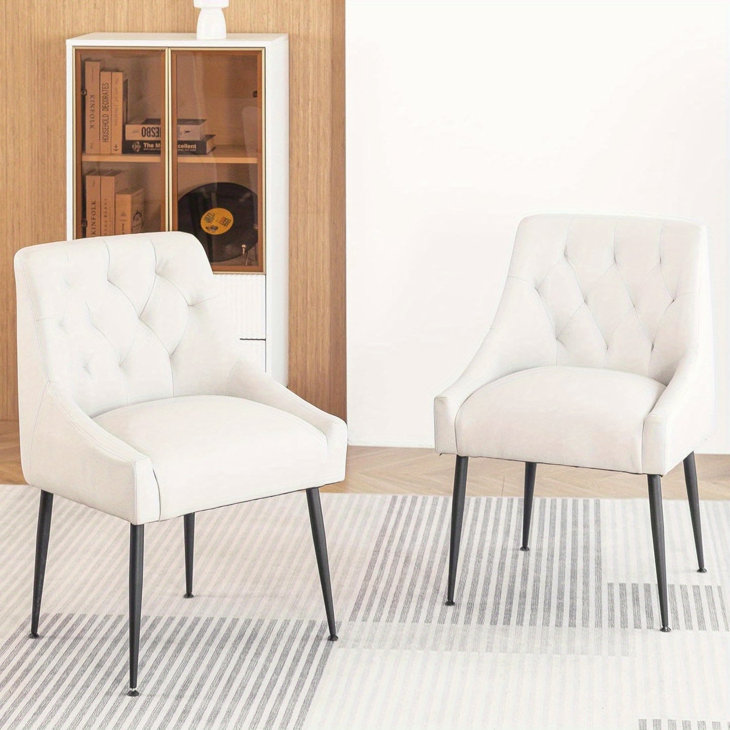 Eetkamerstoel – Keukenstoel – Stoel – Kuipstoel – Stuhl – Beige Gestoffeerd – 13 cm Dikke Schuimvulling – Stevige Metalen Poten