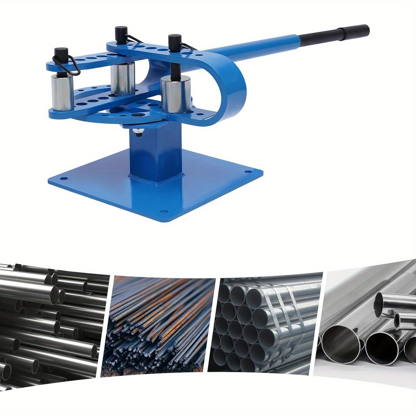 Manuele Buizenbuiger – Buizenbuiger – Pijpenbuiger – Buigtool – Buisvormer – Robuust Metalen Ontwerp – 7 Buigschijven 25-75 mm – Compact Blauw