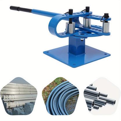Manuele Buizenbuiger – Buizenbuiger – Pijpenbuiger – Buigtool – Buisvormer – Robuust Metalen Ontwerp – 7 Buigschijven 25-75 mm – Compact Blauw