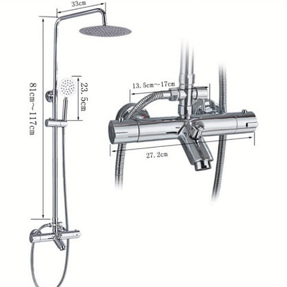 Douchekolom – Douchepaneel – Douchezuil – Regendouche – Doucheset – Thermostatisch – 3 Straalsoorten – RVS Zilverkleurig – Verstelbare Hoogte 81-117 cm