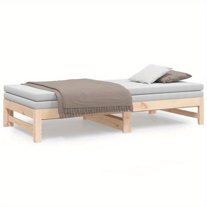 Uitschuifbaar Daybed – Bedbank – Sleeperbed – Logeerbed – Slaapbank – Massief Dennenhout – MDF Frame – Modern Minimalistisch – Compact Design