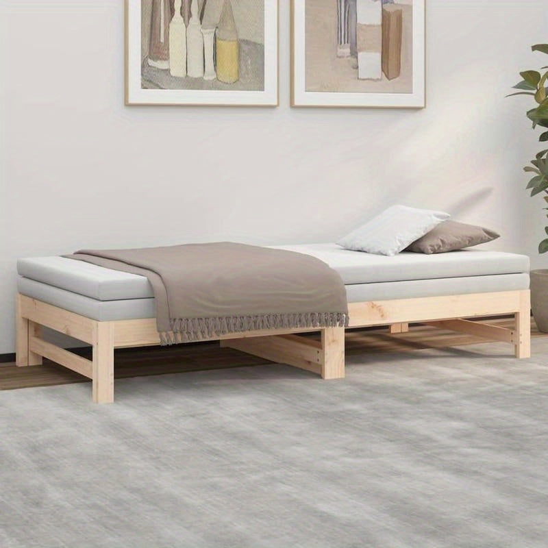 Uitschuifbaar Daybed – Bedbank – Sleeperbed – Logeerbed – Slaapbank – Massief Dennenhout – MDF Frame – Modern Minimalistisch – Compact Design