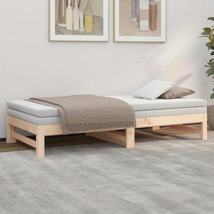 Uitschuifbaar Daybed – Bedbank – Sleeperbed – Logeerbed – Slaapbank – Massief Dennenhout – MDF Frame – Modern Minimalistisch – Compact Design