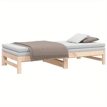 Uitschuifbaar Daybed – Bedbank – Sleeperbed – Logeerbed – Slaapbank – Massief Dennenhout – MDF Frame – Modern Minimalistisch – Compact Design