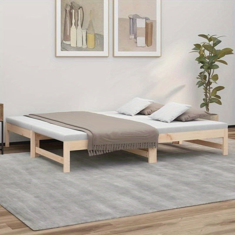Uitschuifbaar Daybed – Bedbank – Sleeperbed – Logeerbed – Slaapbank – Massief Dennenhout – MDF Frame – Modern Minimalistisch – Compact Design