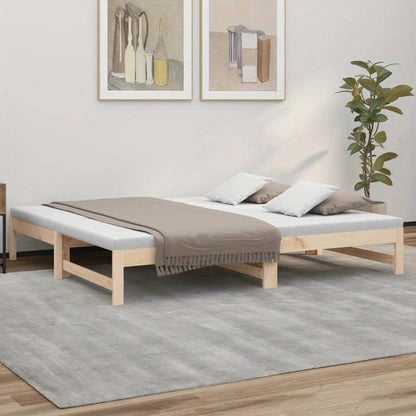 Uitschuifbaar Daybed – Bedbank – Sleeperbed – Logeerbed – Slaapbank – Massief Dennenhout – MDF Frame – Modern Minimalistisch – Compact Design