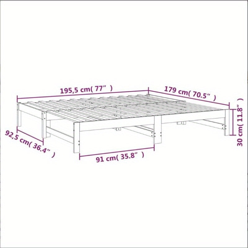 Uitschuifbaar Daybed – Bedbank – Sleeperbed – Logeerbed – Slaapbank – Massief Dennenhout – MDF Frame – Modern Minimalistisch – Compact Design