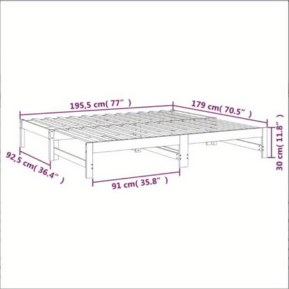 Uitschuifbaar Daybed – Bedbank – Sleeperbed – Logeerbed – Slaapbank – Massief Dennenhout – MDF Frame – Modern Minimalistisch – Compact Design