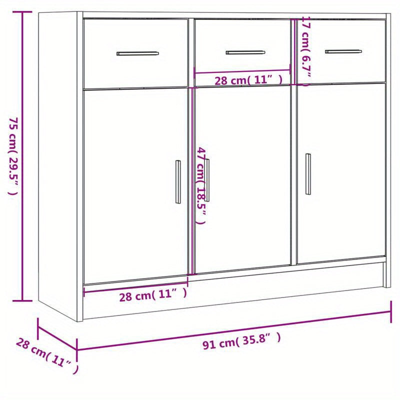 Sideboard – Dressoir – Kast – Opbergkast – Meubel – Sonoma Grijs – 91x28x75 cm – Gemaakt van Rundhout MDF