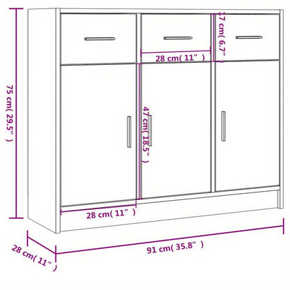 Sideboard – Dressoir – Kast – Opbergkast – Meubel – Sonoma Grijs – 91x28x75 cm – Gemaakt van Rundhout MDF