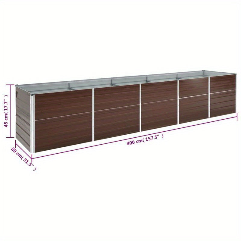 Verhoogd Plantenbed – Moestuinbak – Tuinbak – Plantenbak – Rechthoekig Tuinbed – Gegalvaniseerd Staal – Weerbestendig & UV-bestendig – 400x80x45 cm – Bruin