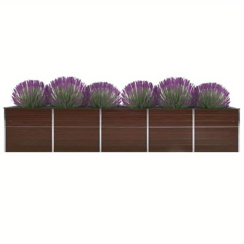 Verhoogd Plantenbed – Moestuinbak – Tuinbak – Plantenbak – Rechthoekig Tuinbed – Gegalvaniseerd Staal – Weerbestendig & UV-bestendig – 400x80x45 cm – Bruin