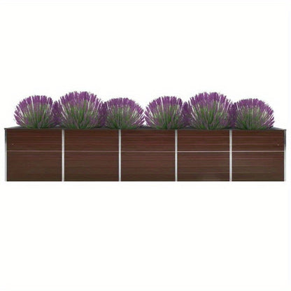 Verhoogd Plantenbed – Moestuinbak – Tuinbak – Plantenbak – Rechthoekig Tuinbed – Gegalvaniseerd Staal – Weerbestendig & UV-bestendig – 400x80x45 cm – Bruin