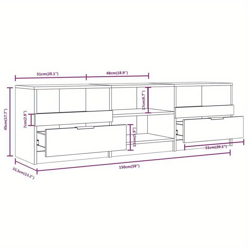 Tv Meubel – TV Meubelkast – TV Kast – TV Meubel 149 cm – Grijs Sonoma – Hardhouten Materiaal – Ruime Opbergruimte Met Schuifdeuren