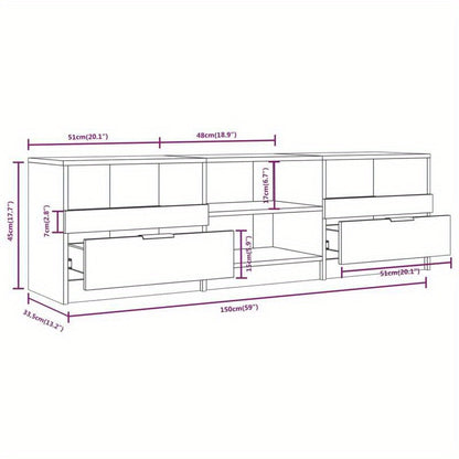 Tv Meubel – TV Meubelkast – TV Kast – TV Meubel 149 cm – Grijs Sonoma – Hardhouten Materiaal – Ruime Opbergruimte Met Schuifdeuren