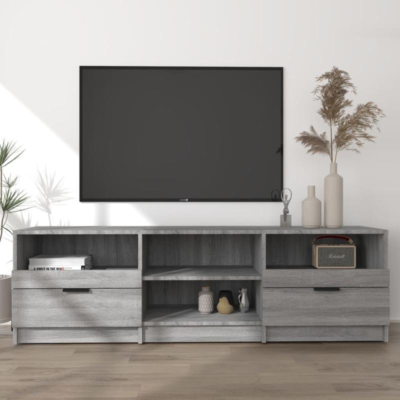 Tv Meubel – TV Meubelkast – TV Kast – TV Meubel 149 cm – Grijs Sonoma – Hardhouten Materiaal – Ruime Opbergruimte Met Schuifdeuren