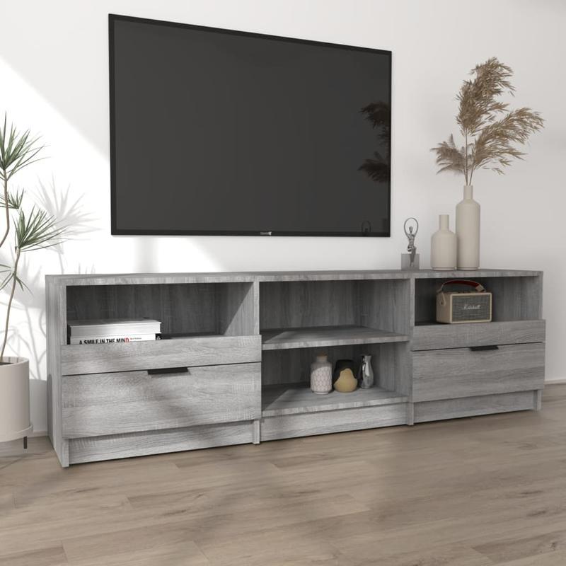 Tv Meubel – TV Meubelkast – TV Kast – TV Meubel 149 cm – Grijs Sonoma – Hardhouten Materiaal – Ruime Opbergruimte Met Schuifdeuren