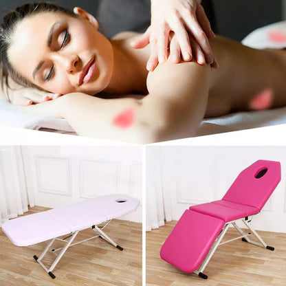 Draagbare Massagebank – Massagebed – Massagetafel – Opvouwbare Massagebank – Schoonheidssalon Tafel – Verstelbare Hoogte 60 cm – Water- en Oliebestendig PVC – Lichtgewicht & Stevig Frame – Roze/ Wit