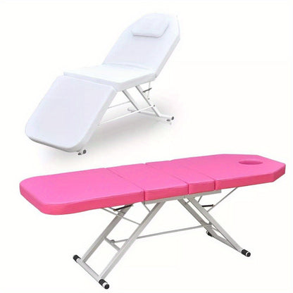 Draagbare Massagebank – Massagebed – Massagetafel – Opvouwbare Massagebank – Schoonheidssalon Tafel – Verstelbare Hoogte 60 cm – Water- en Oliebestendig PVC – Lichtgewicht & Stevig Frame – Roze/ Wit