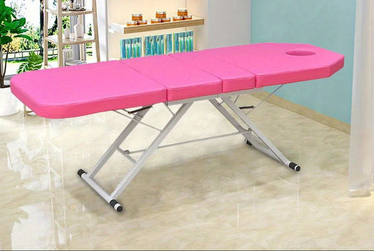 Draagbare Massagebank – Massagebed – Massagetafel – Opvouwbare Massagebank – Schoonheidssalon Tafel – Verstelbare Hoogte 60 cm – Water- en Oliebestendig PVC – Lichtgewicht & Stevig Frame – Roze/ Wit