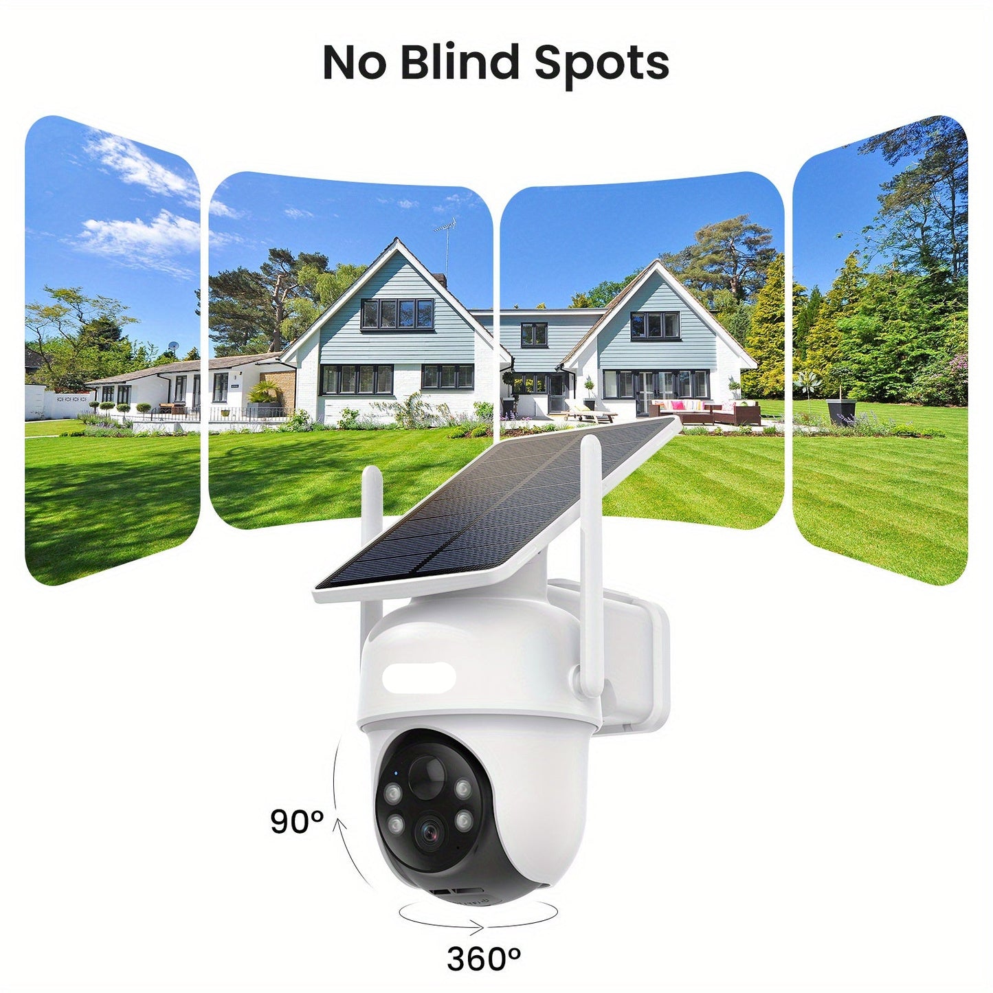 Draadloze Beveiligingscamera – Zonne-energie Camera – Outdoor Camera – 2K Resolutie – 360 Graden Panoramisch Zicht – Helder Kleurnachtzicht - set van 2 Stuks