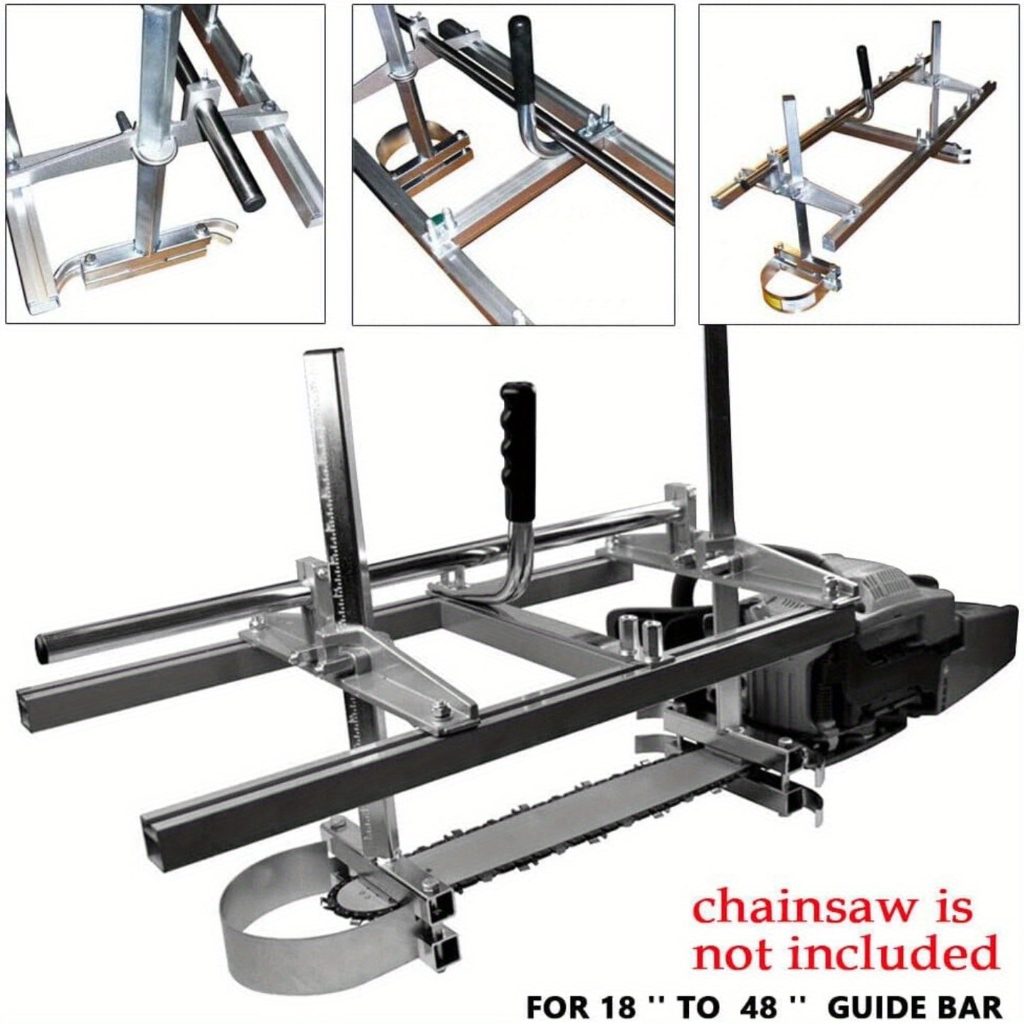 Zaaggeleider kettingzaag – kettingzaaghouder – zaagrail – houtzaaggeleider – zaaghulp – aluminium en staal – geschikt tot 121,92 cm zaagblad