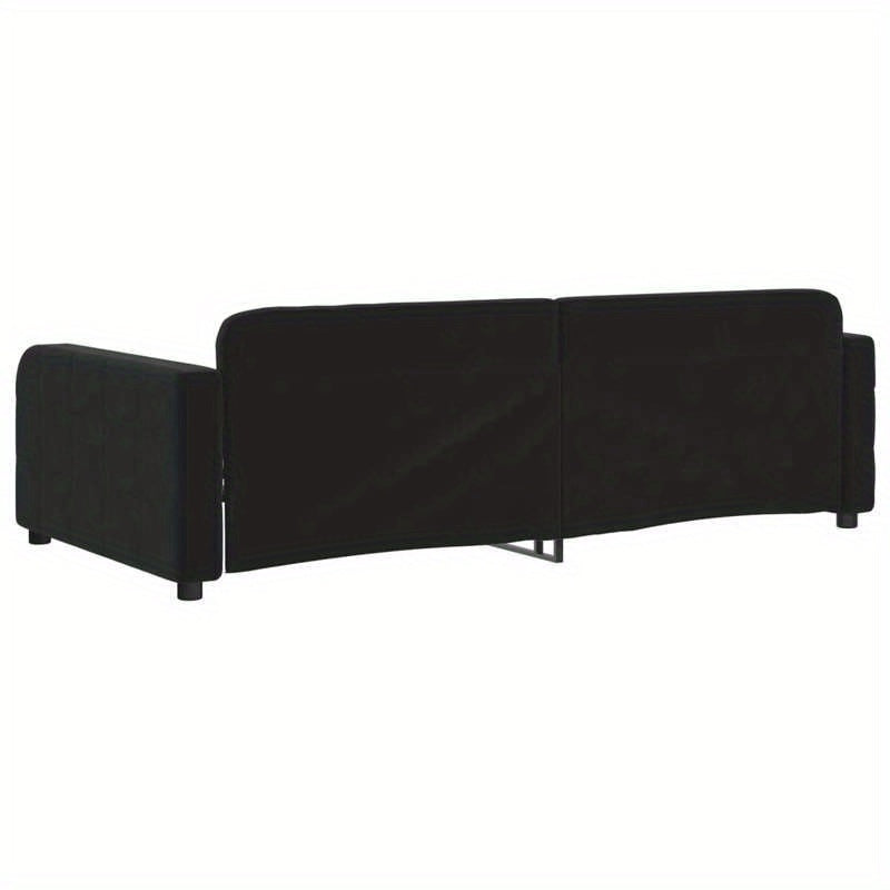 Slaapbank – Bedbank – Slaapstoel – Zetelbed – Logeerbed – Zwart Fluweel – 90x200 cm – Duurzaam Houten Frame