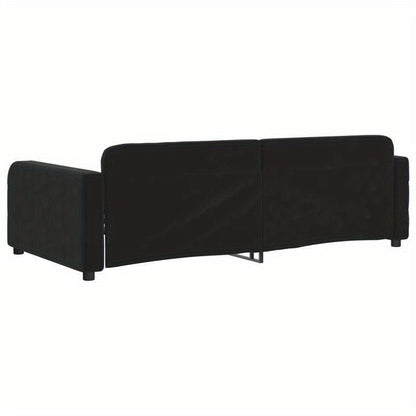 Slaapbank – Bedbank – Slaapstoel – Zetelbed – Logeerbed – Zwart Fluweel – 90x200 cm – Duurzaam Houten Frame